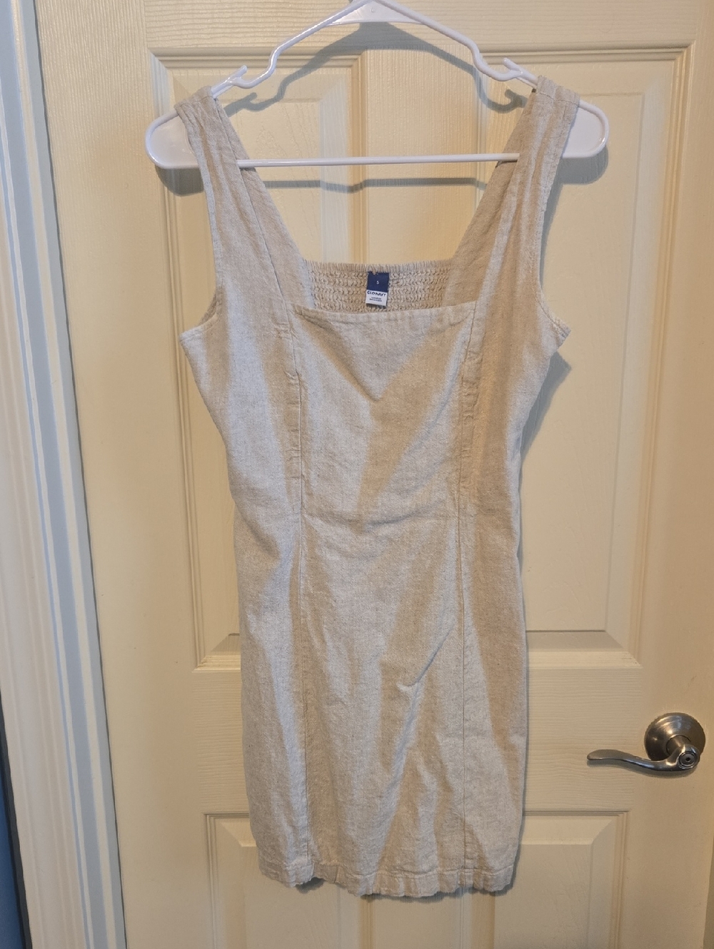 Old Navy Beige Sleeveless Linen-Texture Dress